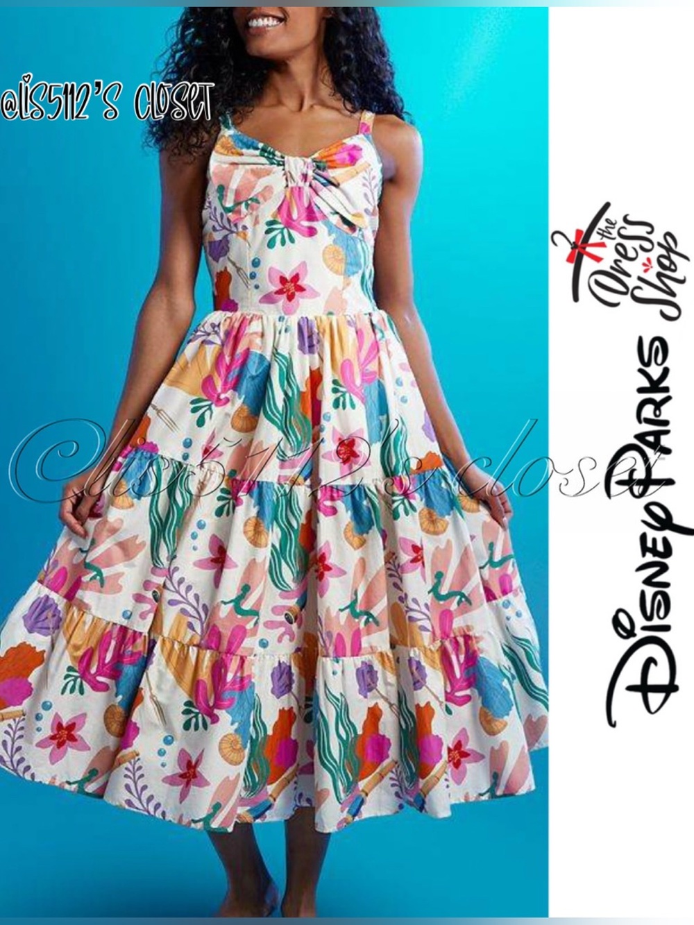 Disney Parks The Dress Shop The Little Mermaid Live Action Aquatic Midi Dress 1X